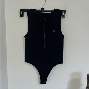 Black Sleeveless Zip Bodysuit